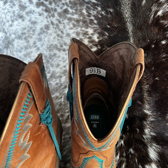Ariat Turquoise Embroidered and Fringe Bootie - Picture 5 of 7